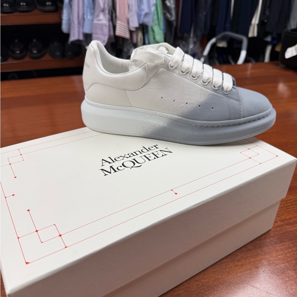 Alexander McQueen Two-Tone White and Gray Sneakers